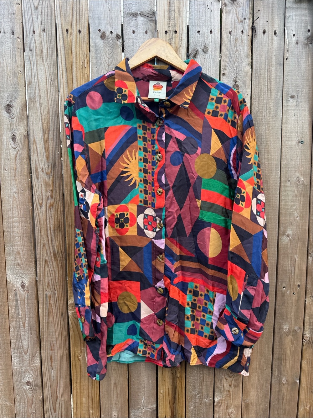 FARM Rio Colorful Abstract Print Button-Up Shirt - Multicolor - Picture 1 of 10